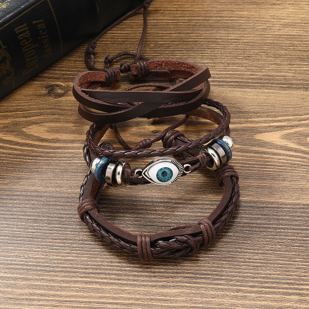 Wholesale Retro Multi-layer Alloy Leather Bracelet