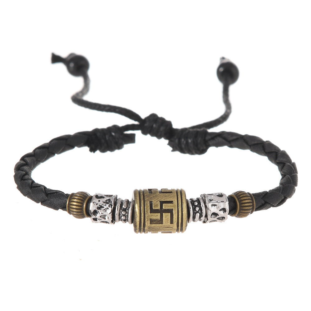 Wholesale  Metal Pendant Braided Wax Rope Adjustable Necklace