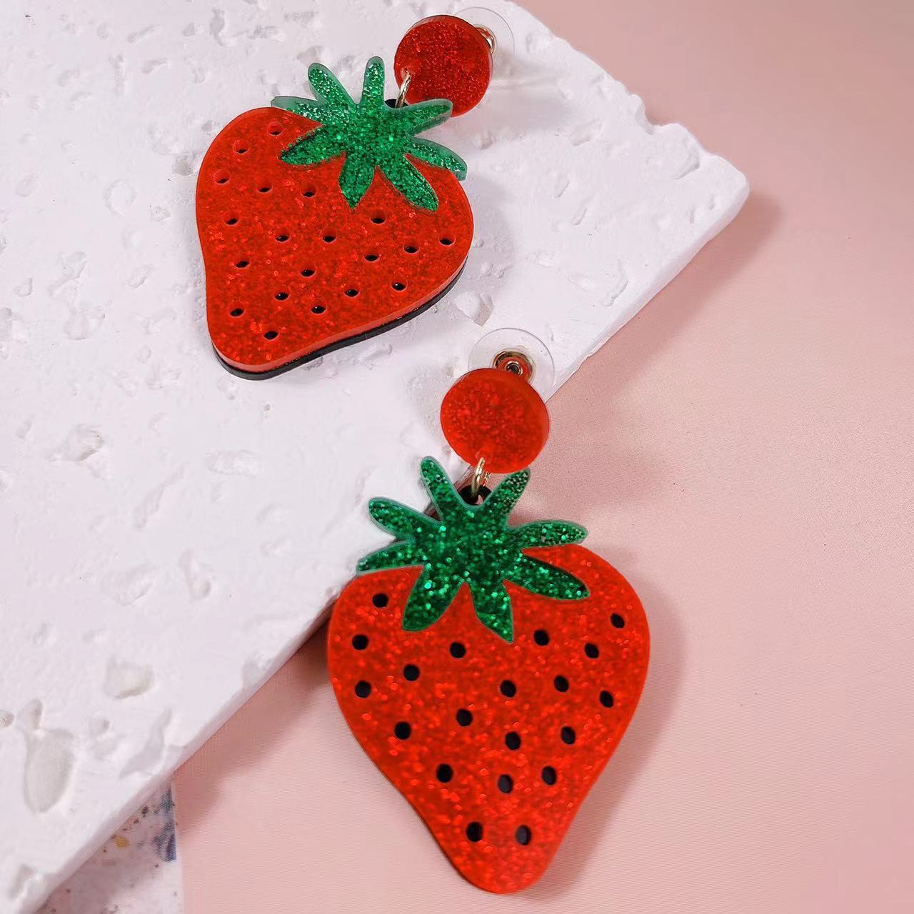 Wholesale Creative Handmade Strawberry Acrylic Earrings ACC-ES-AnDao032