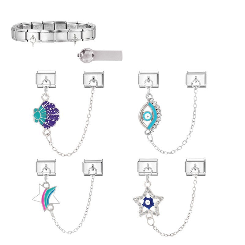 Wholesale Italian Charm Bracelet 9mm DIY Splicing Double Pendant  Stainless Steel Composable Bracelet