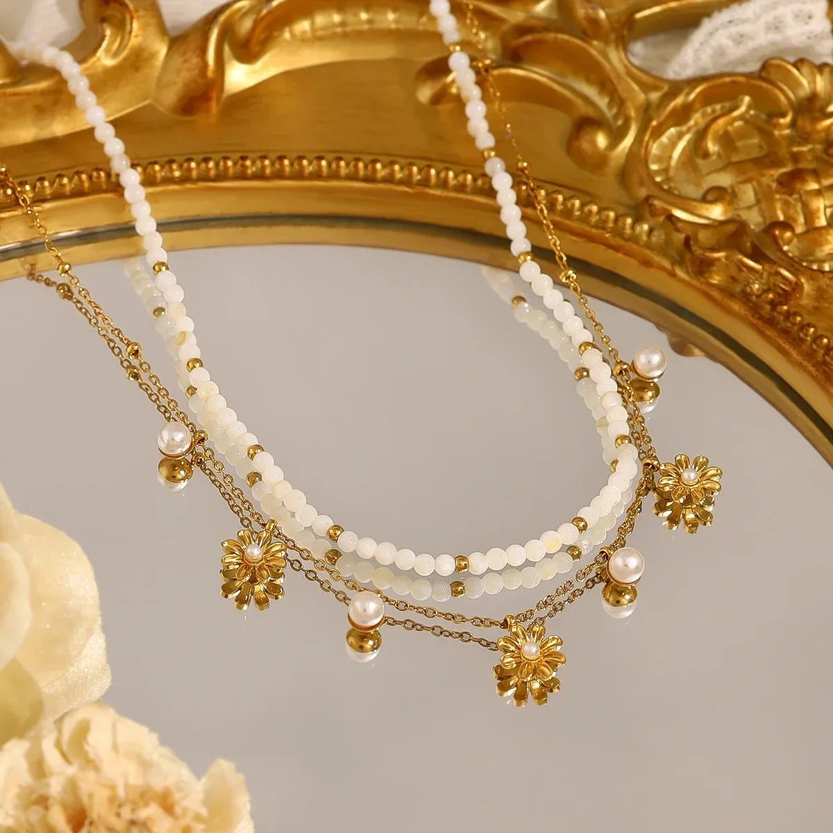 Wholesale Stainless steel Simple Shell Beaded Necklace