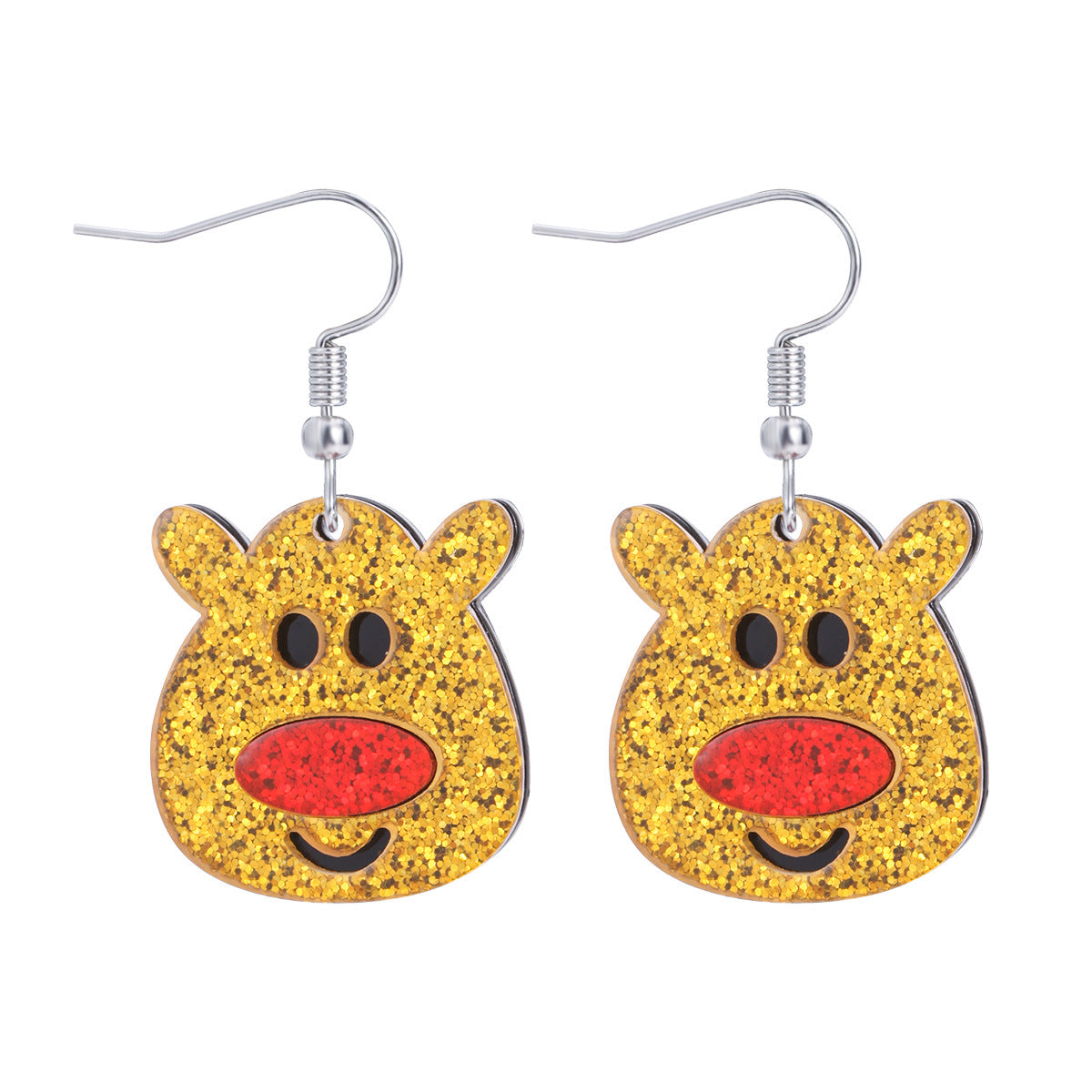 Carton de gros dessin animé Elk Old Snowman Boucles d'oreilles colorées