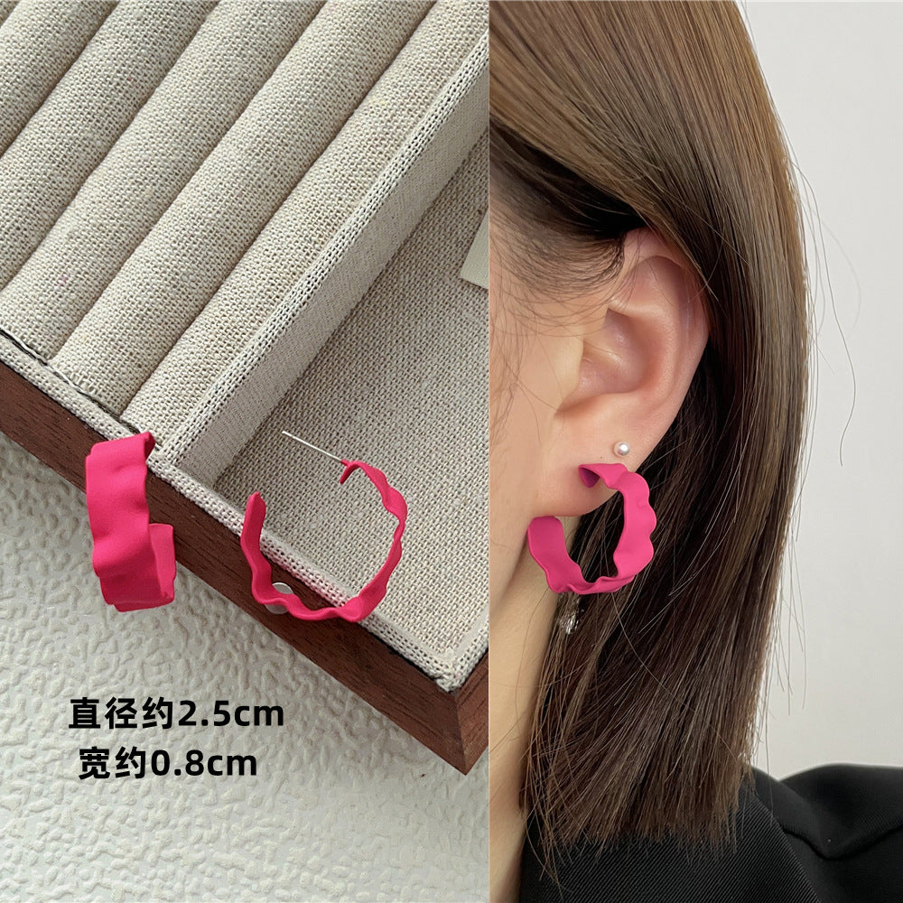 Wholesale Candy Color Geometric Square Circle C Shape Earrings