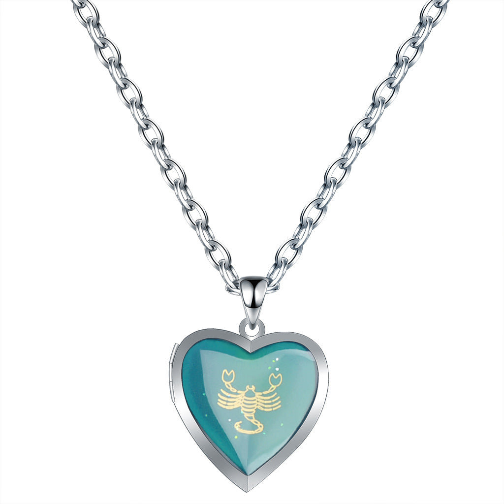 Wholesale Sweet Love Twelve Constellations Thermochromic Necklace Stainless Steel O-Line Chain ACC-NE-Hour001