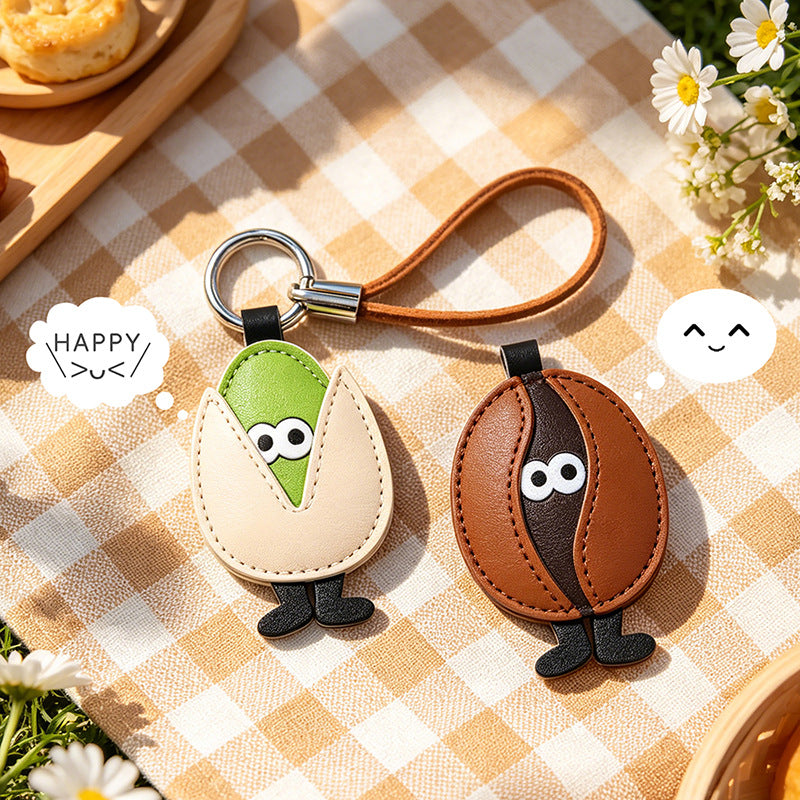 Wholesale Fashion Leather Pistachio Cartoon Funny Keychain Car Key Accessory Bag Decoration Gift