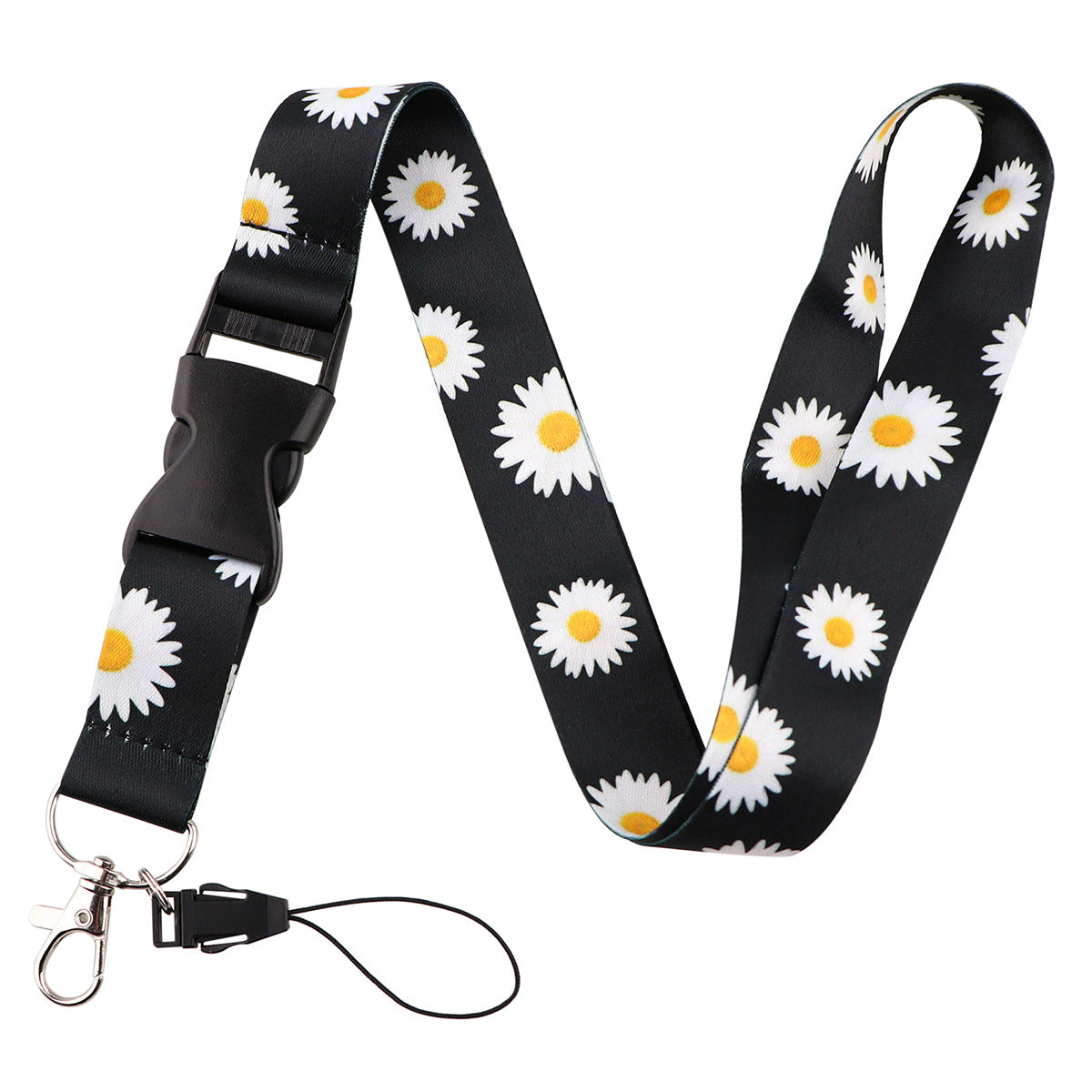 Wholesale 10pcs Daisy Sunflower Mobile Phone Webbing Lanyard Keychains ACC-KC-QTQS015