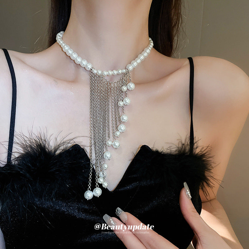 Wholesale  light luxury pearl tassel necklace