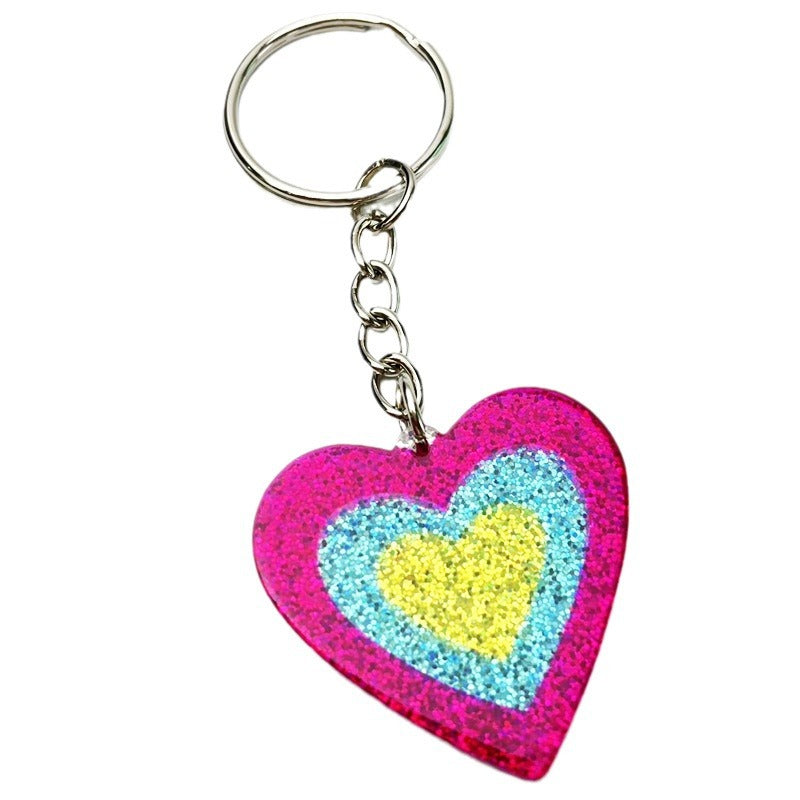 Wholesale 2pcs Love Tape Recorder Fluorescent Glitter Acrylic Keychain Creative Keychain ACC-KC-HY029
