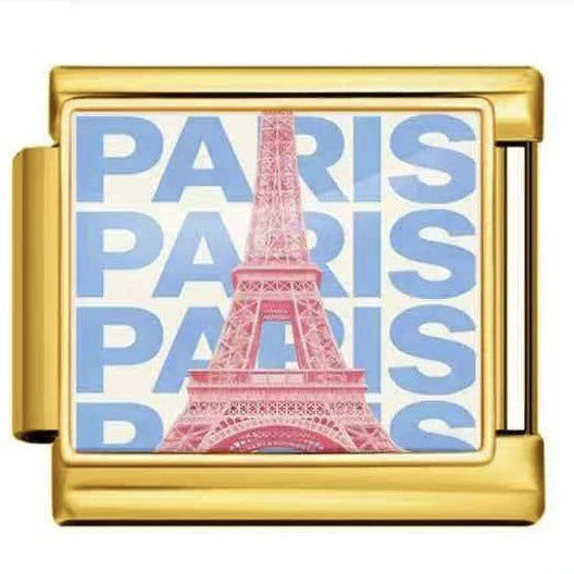 Wholesale French Romantic Text Stainless Steel DIY Charm Bracelet Jewelry Accessory