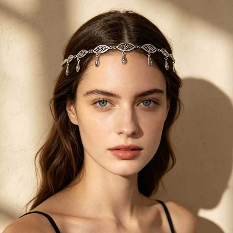 Wholesale Chic Exotic Rhinestone Coin Tassel Hair Chain Retro Geometric Head Chain Fashion Accessory