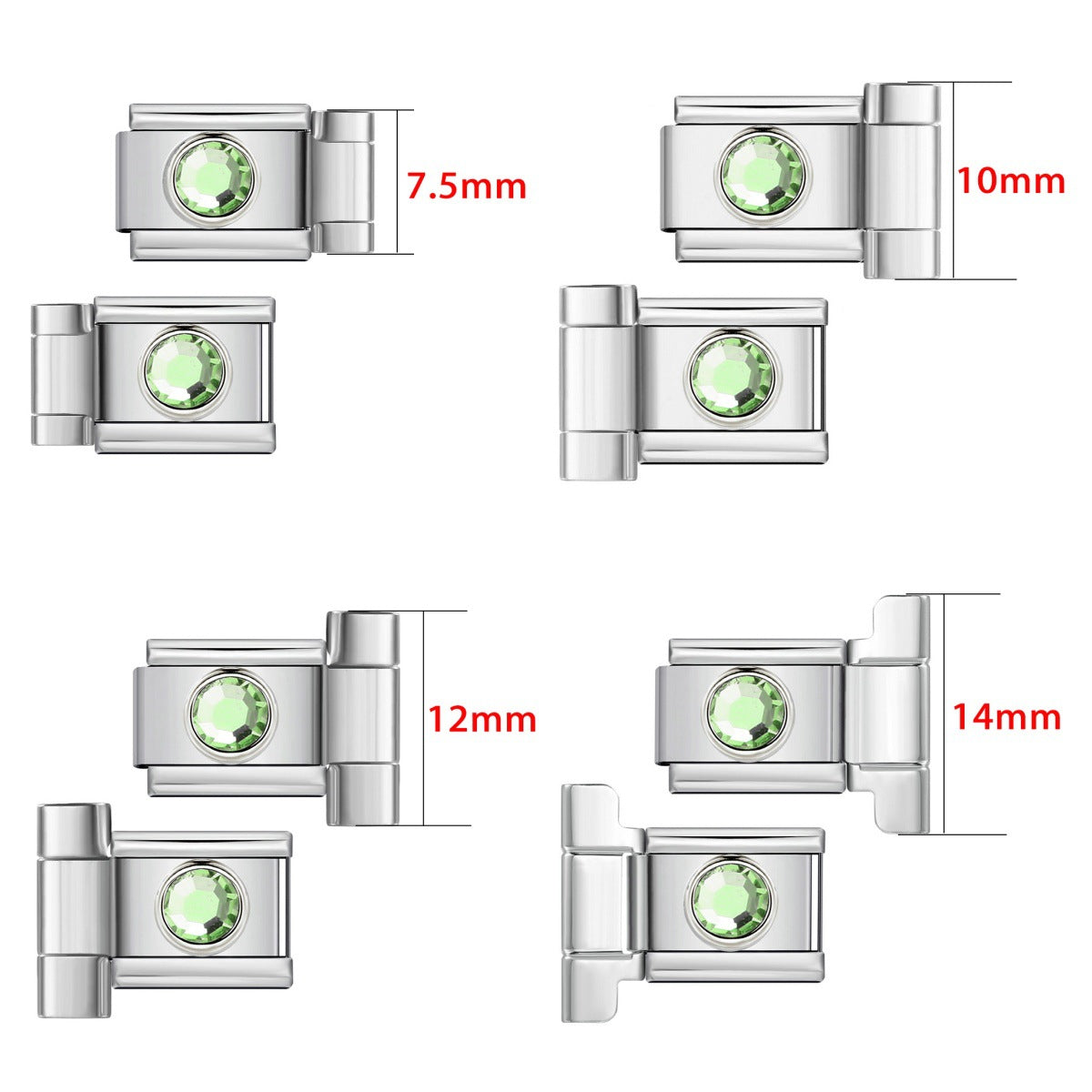 Wholesale Stylish Watch Band Connector Round Zircon Stainless Steel DIY Bracelet Charm Jewelry Accessory for Boutique Resale