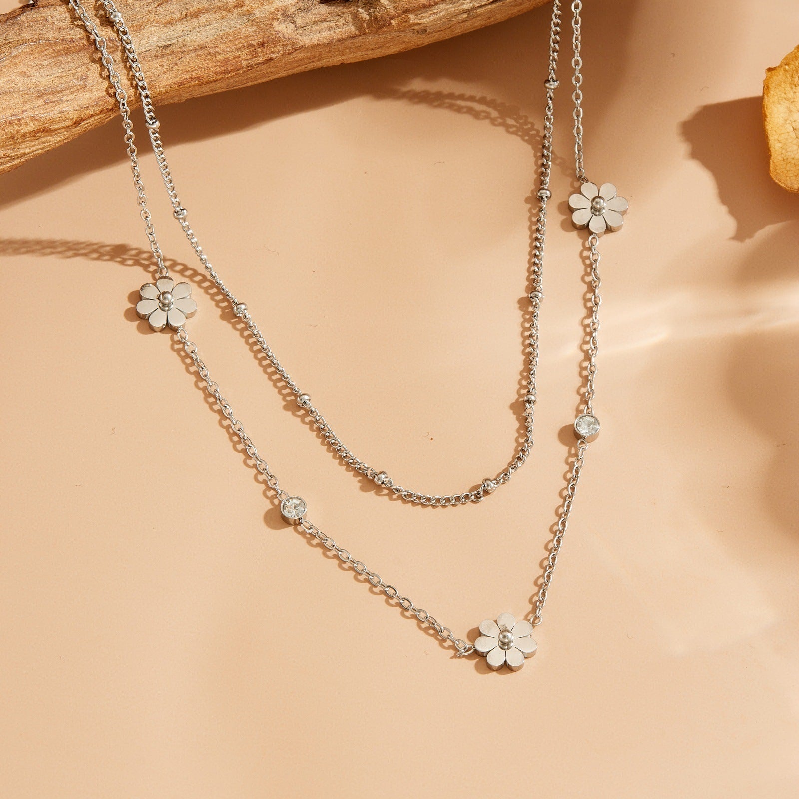 Wholesale Titanium Steel Multi- Stud Earrings,  Necklace,  Anklet,  and Bracelet Set