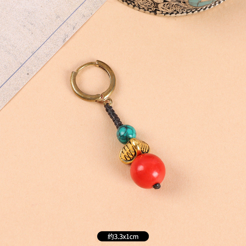 Wholesale Woven Turquoise Ethnic Style Earrings Handmade Vintage Jewelry Accessory Gift