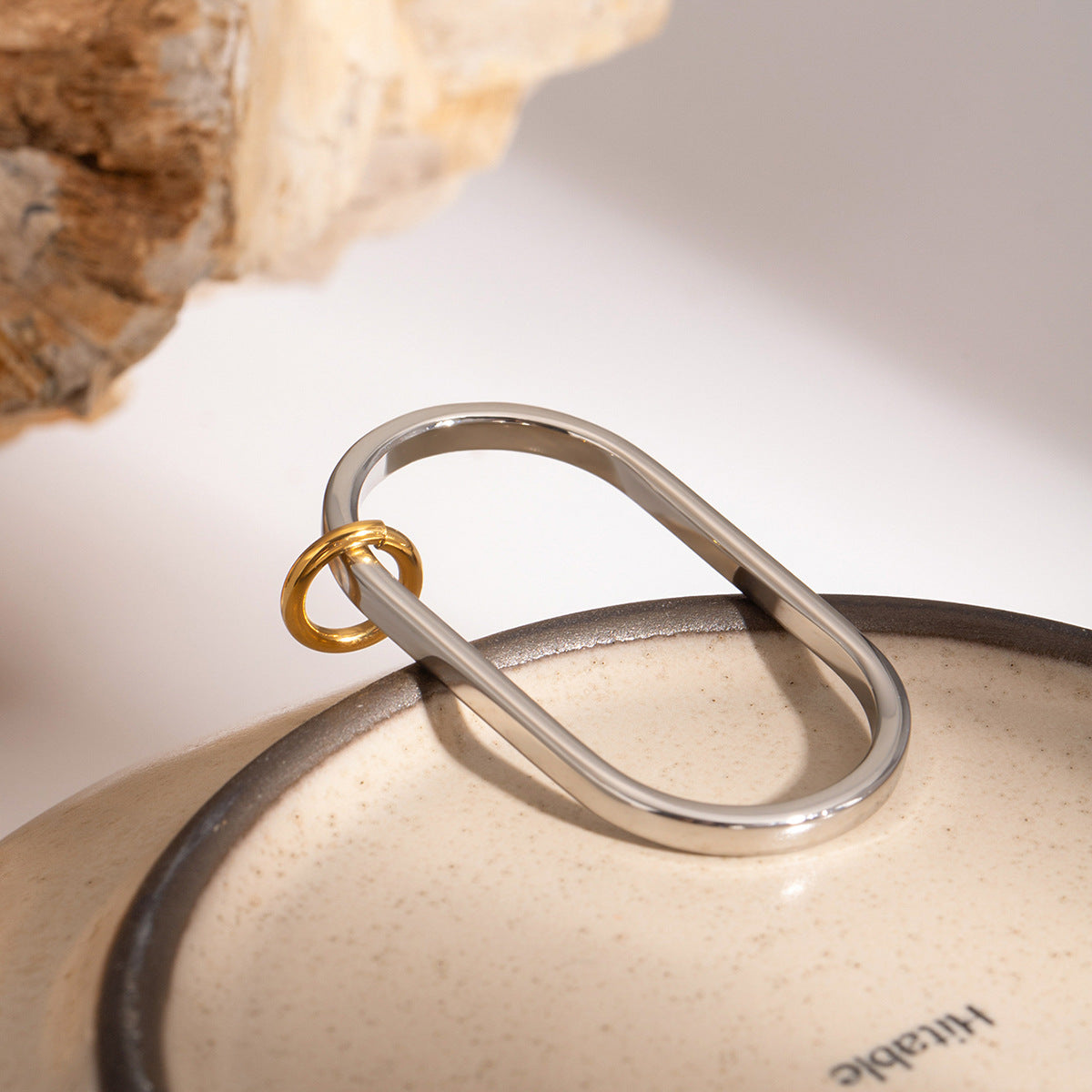 Wholesale 18k gold stainless steel gold and silver color matching  ring