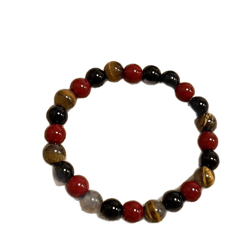 Wholesale Men S Beaded Bracelet With Tiger Eye Obsidian And Red Agate Colors Fashion Jewelry Accessory For Gifts