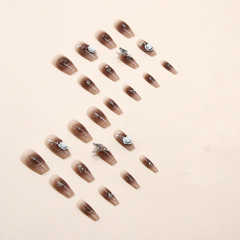 Wholesale 24 Pieces/box Crystal Butterfly Camellia Nails Kits Nail Stickers