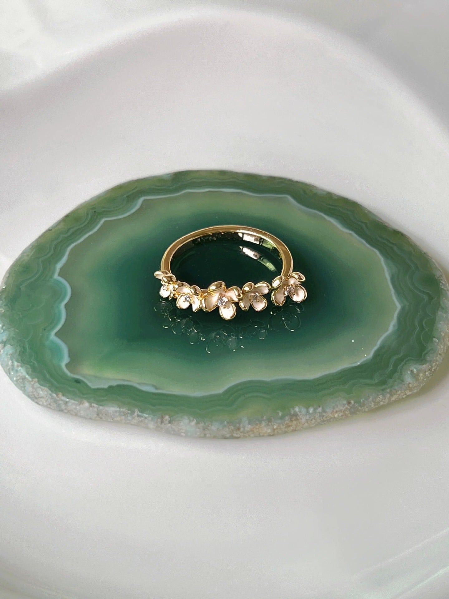 Wholesale Row Diamond Enamel Decoration Butterfly Four-leaf Clover Ring