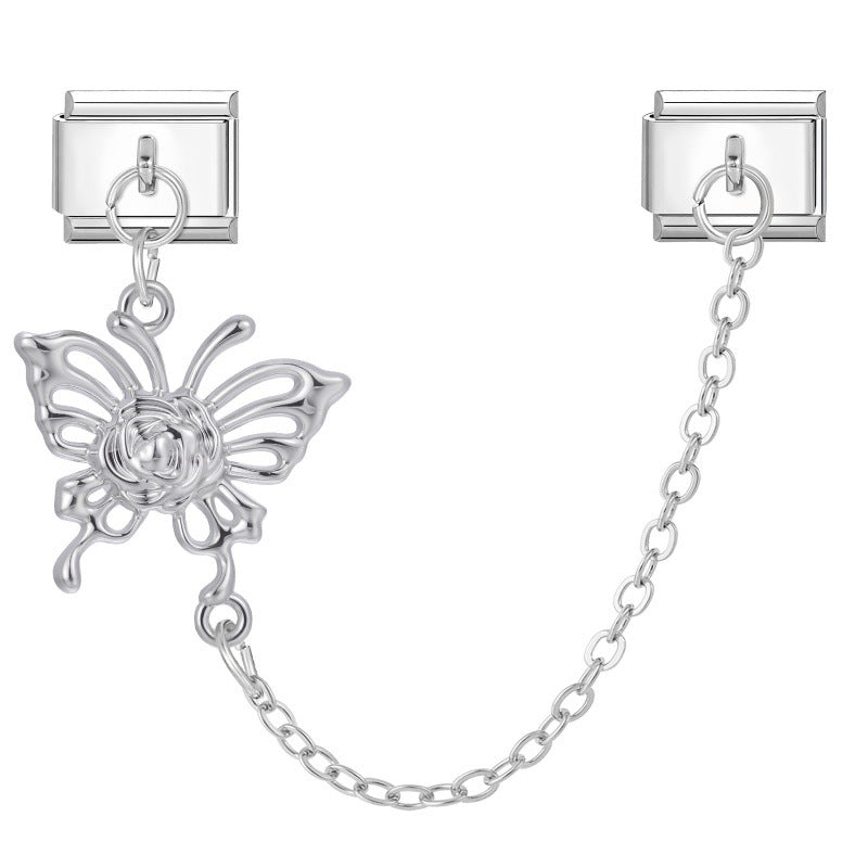 Wholesale Italian Charm Bracelet 9mm DIY Splicing Double Charm Chain Stainless Steel Composable Bracelet