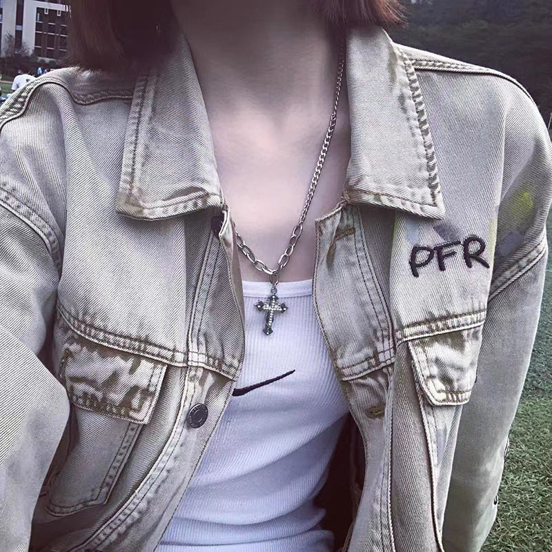 Wholesale Cross Necklace Men Sweater Chain Hip Hop Design Long Necklace Titanium Steel ACC-NE-Ziyou008