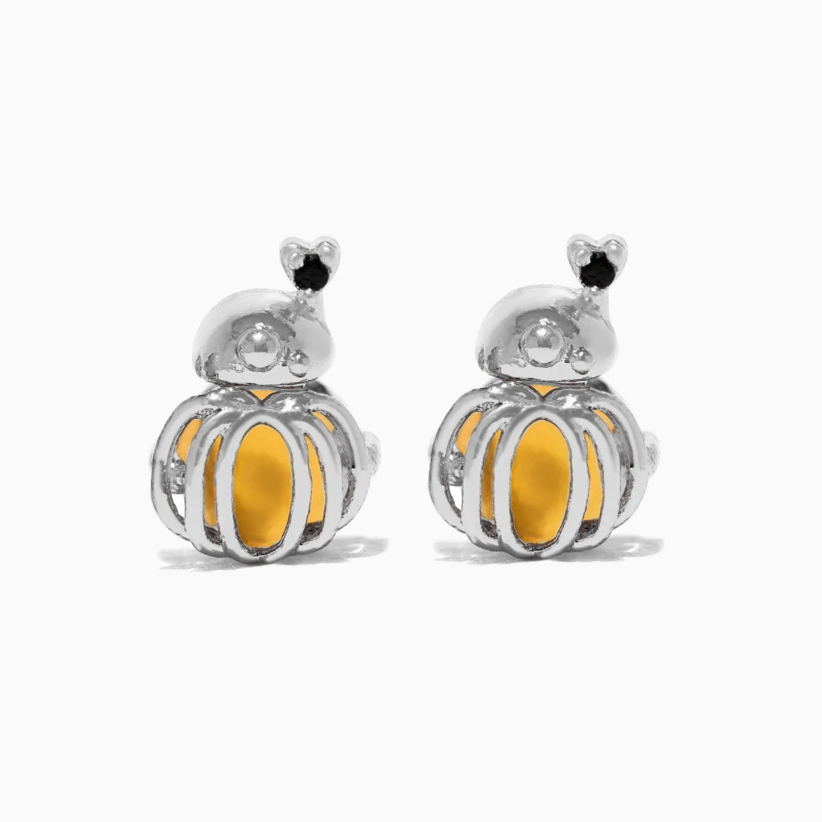 Wholesale Halloween Copper Gold Plated Oil Drop Zircon Cartoon Pumpkin Ghost Earrings ACC-ES-Xiny006