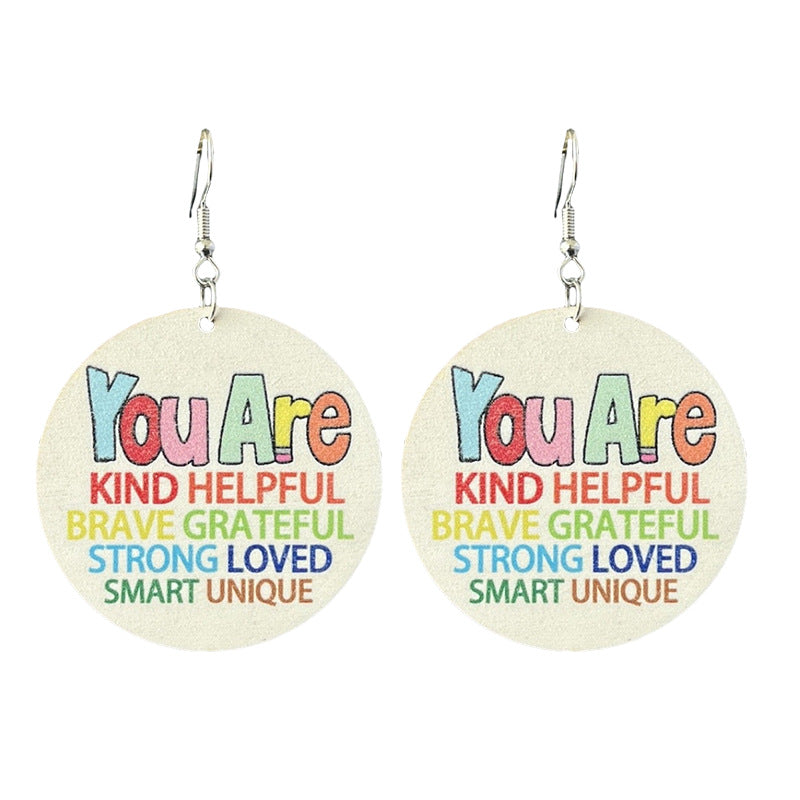 Wholesale Source Teachers Thank Zhou School for Theme Textual Wood Earrings
