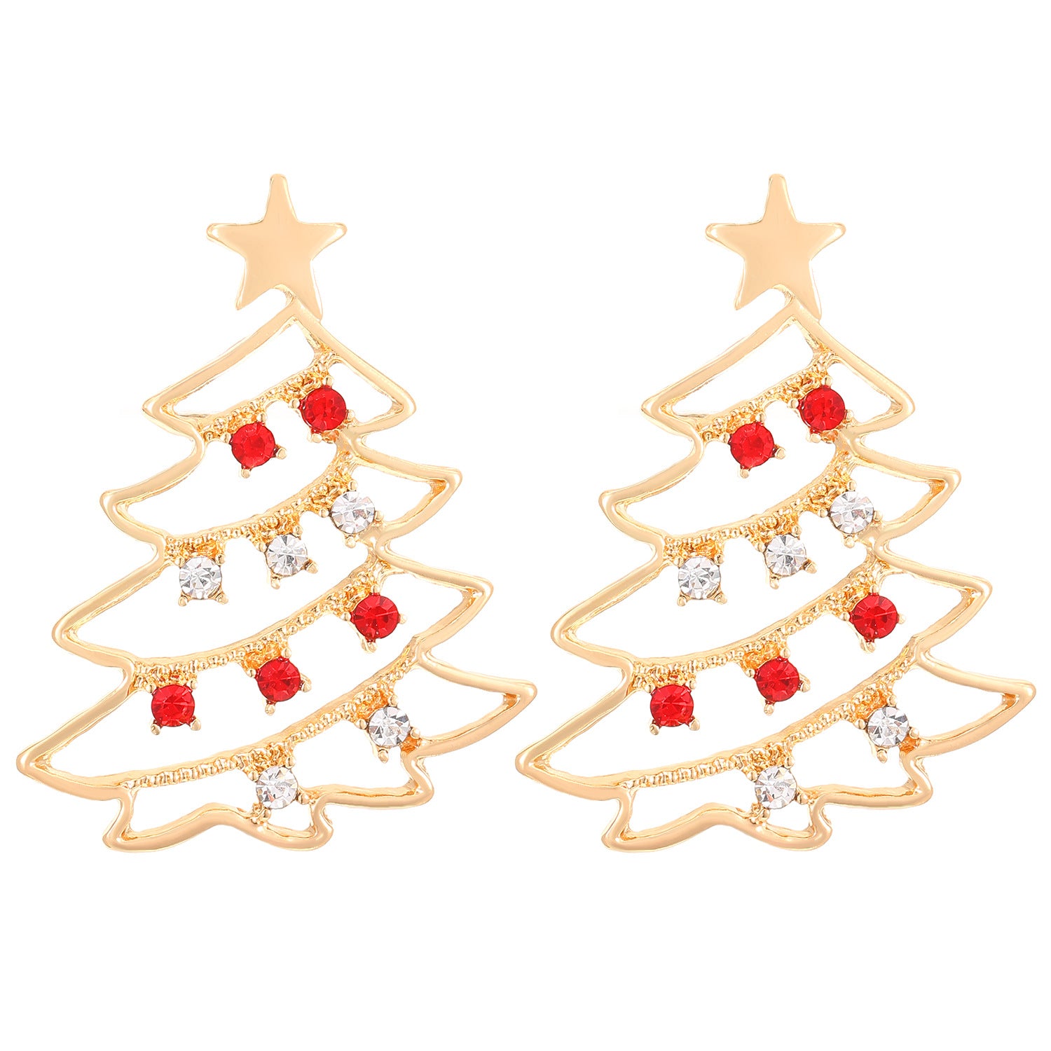 Boucles d'oreilles arbres de Noël incrustées de diamants créatifs en gros