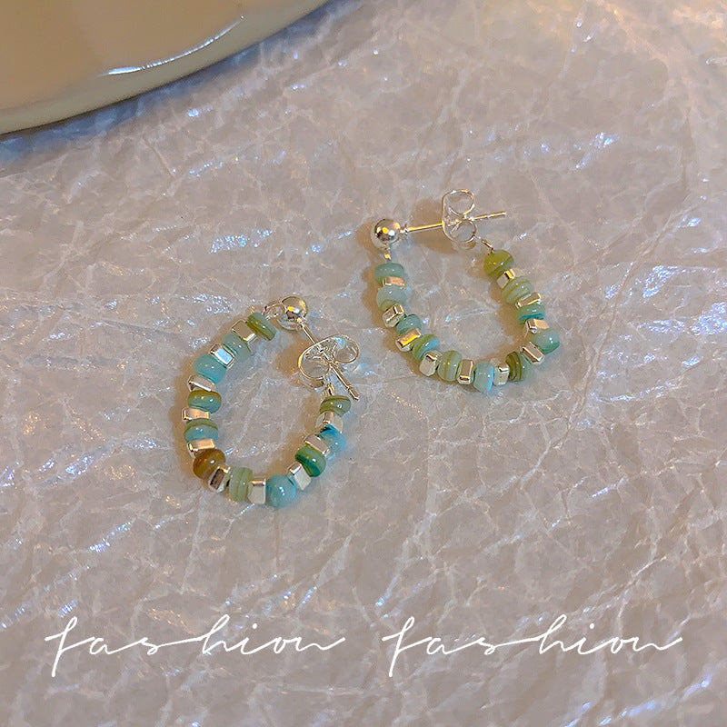 Wholesale  Colorful Broken Silver Beaded Earrings