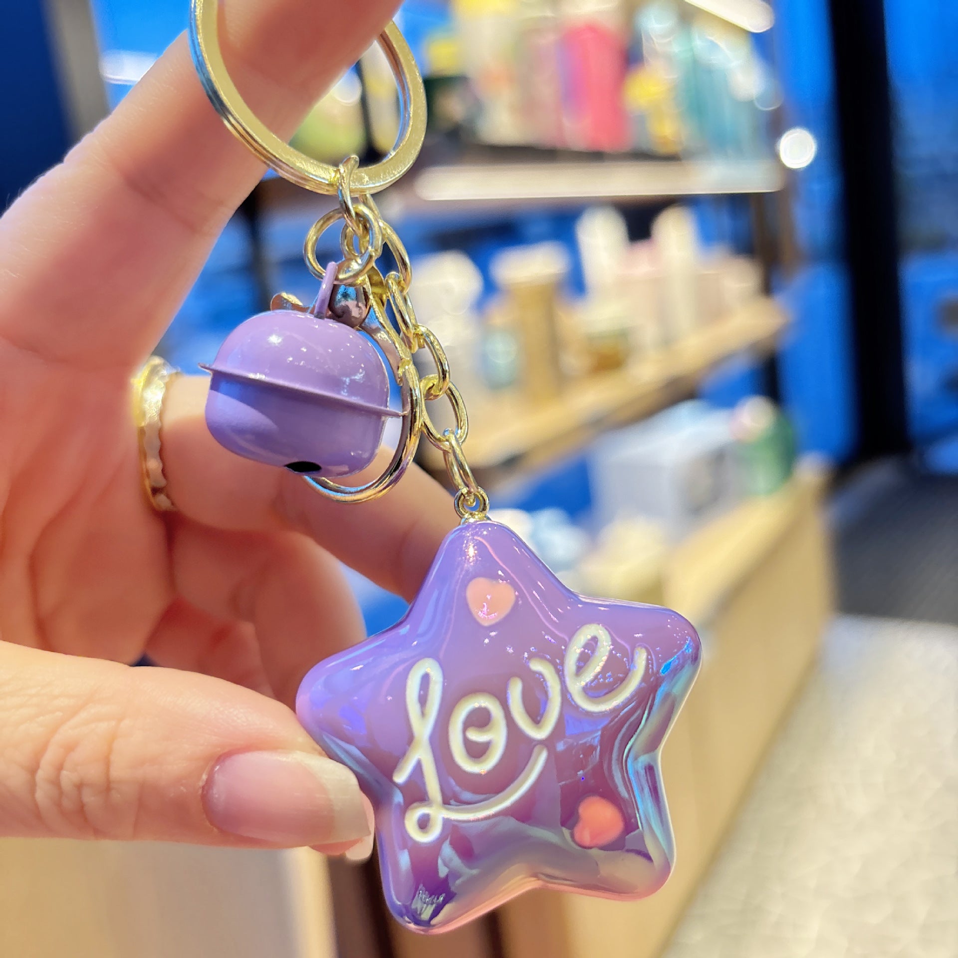 Wholesale Creative Colorful Acrylic Jelly Plated Five-Pointed Star Keychain