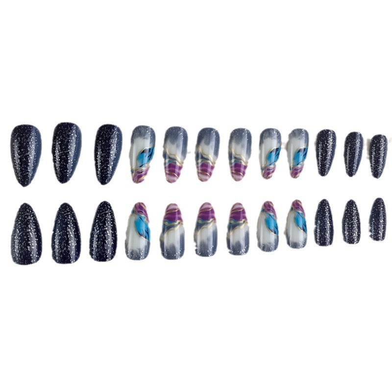 Wholesale Plastic Press on Nails Kits Colorful Halo Starry Sky Nail Enhancement ACC-NS-MeiSu003