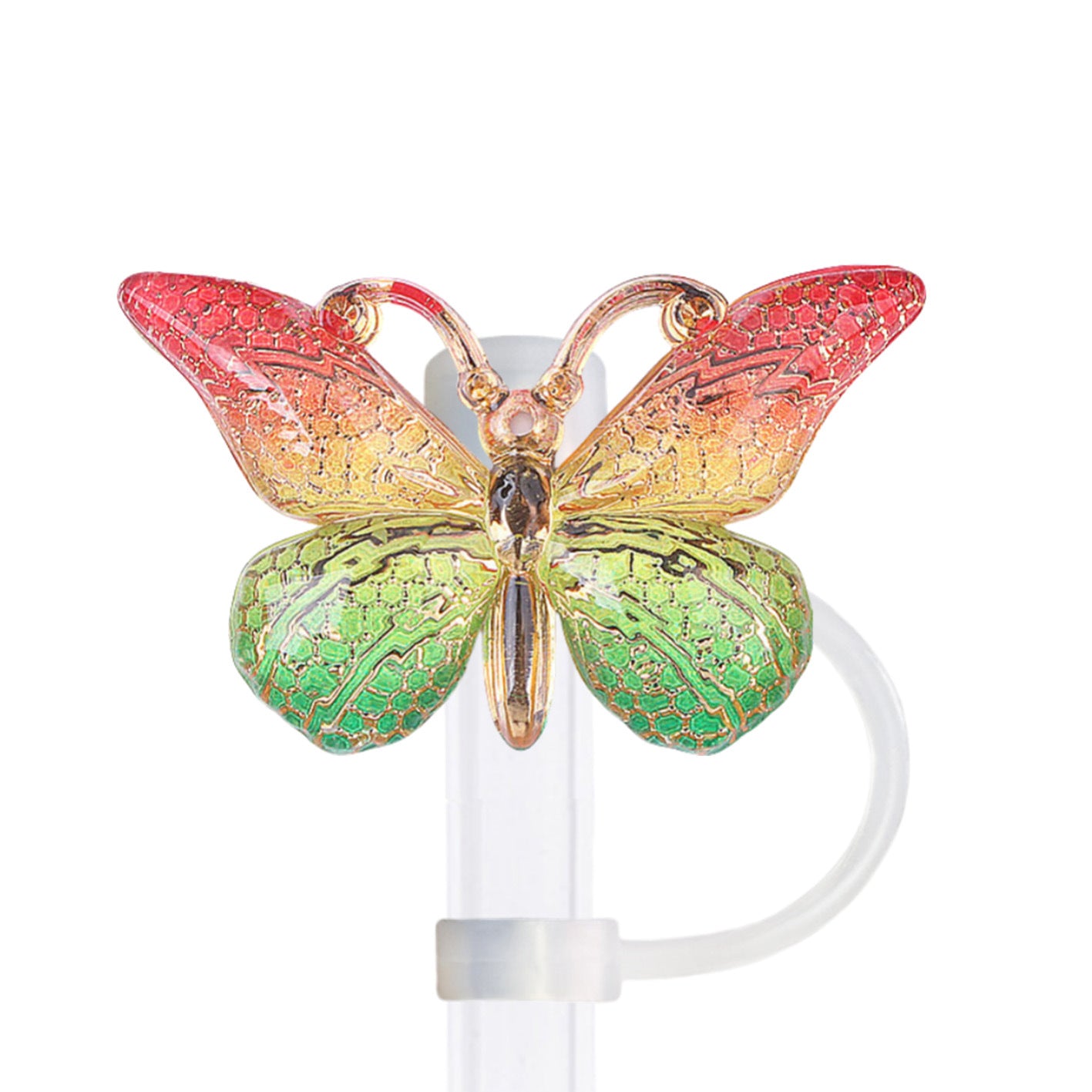 Wholesale 10pcs  Hot stamping gradient butterfly series Straw Cover Straw Tube Cap