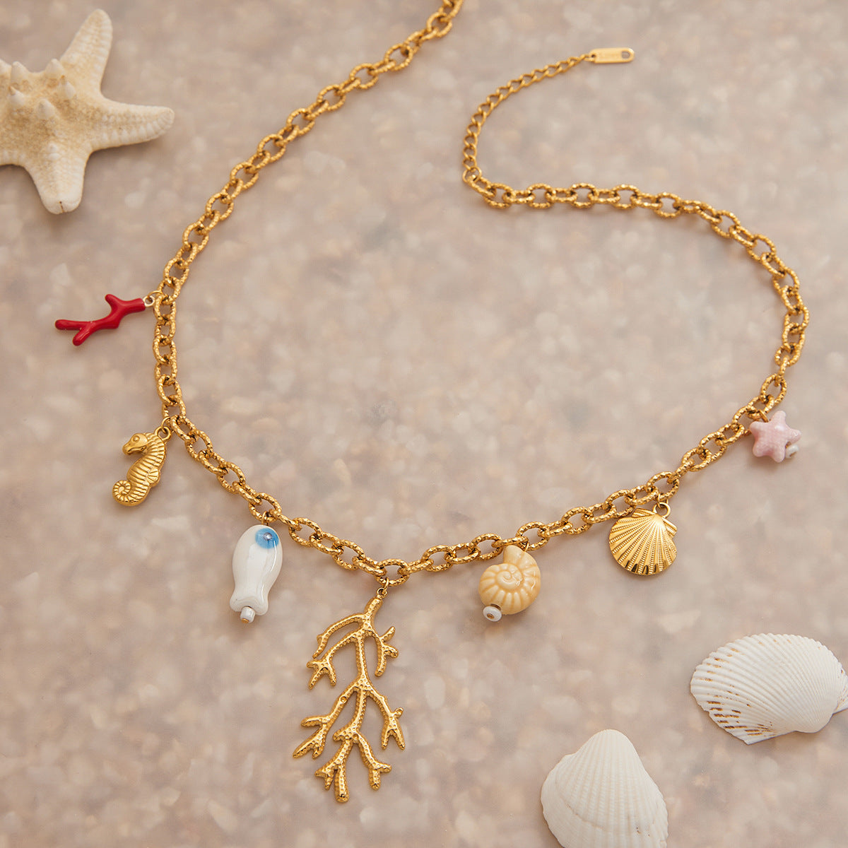 Wholesale  18K gold stainless steel oil pepper starfish  necklace jewelry