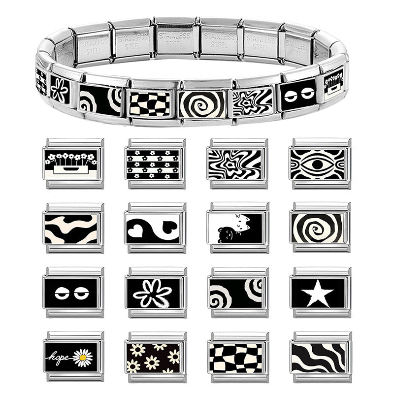 Wholesale 9mm Italian Charm Starter Bracelets DIY square Single Section Creative Stainless Steel Composable Bracelet