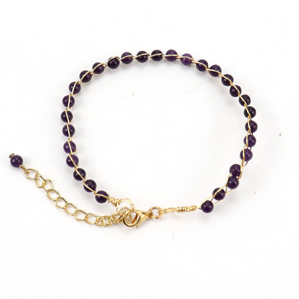 Wholesale Handmade Gold Wrapped Red Agate Crystal Bracelet Fashion Jewelry Accessory for Women Gift
