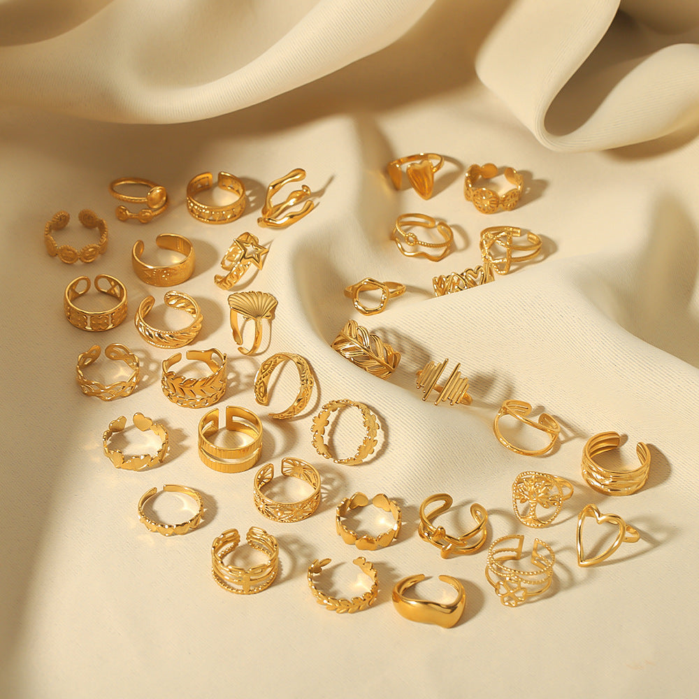 Wholesale Stainless Steel Open Ring Heart Shape Geometric Titanium Steel Ring ACC-RS-Xiny001