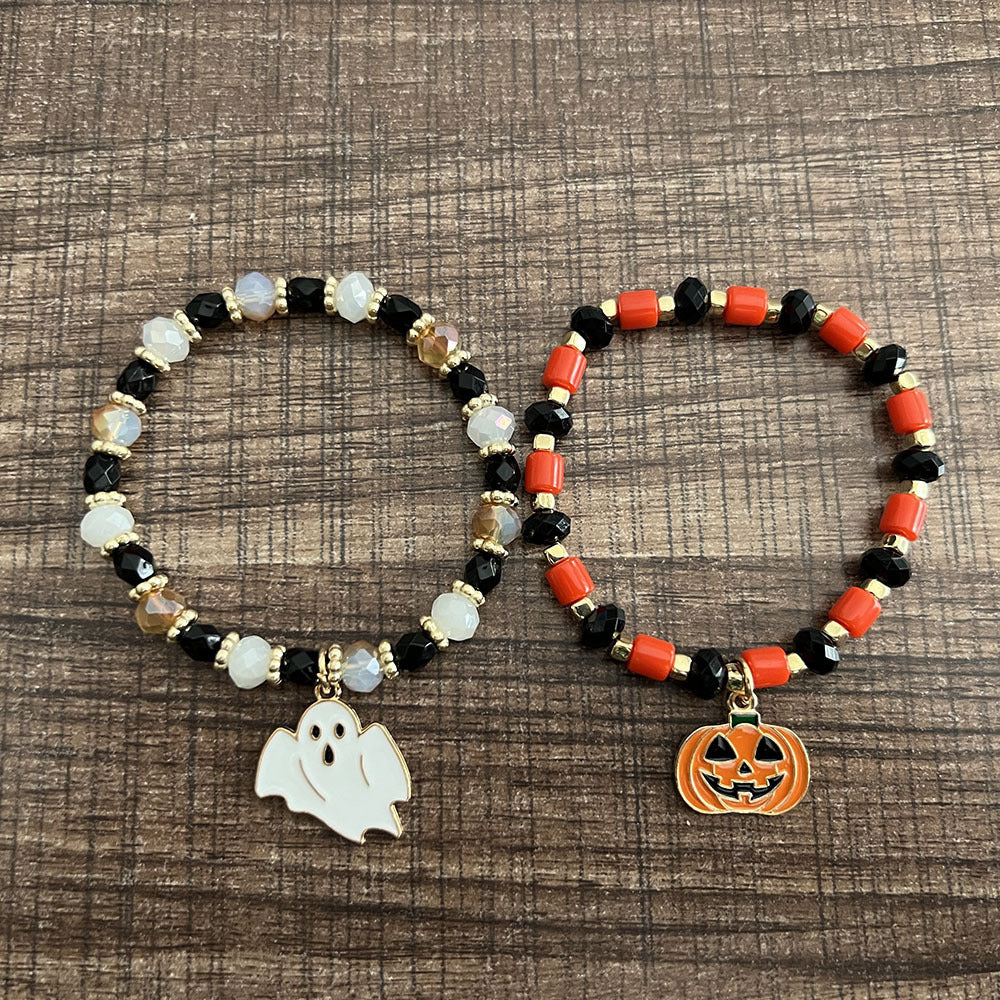 Wholesale Halloween Pumpkin Ghost Spider Stretch Bracelet Set ACC-BT-Nanh007
