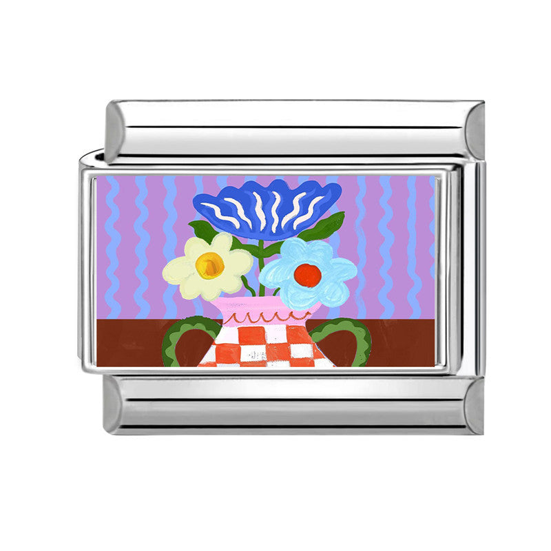 Wholesale  Italian Charm Bracelet 9mm DIY Fresh Floral-Themed  Creative Stainless Steel Composable Bracelet