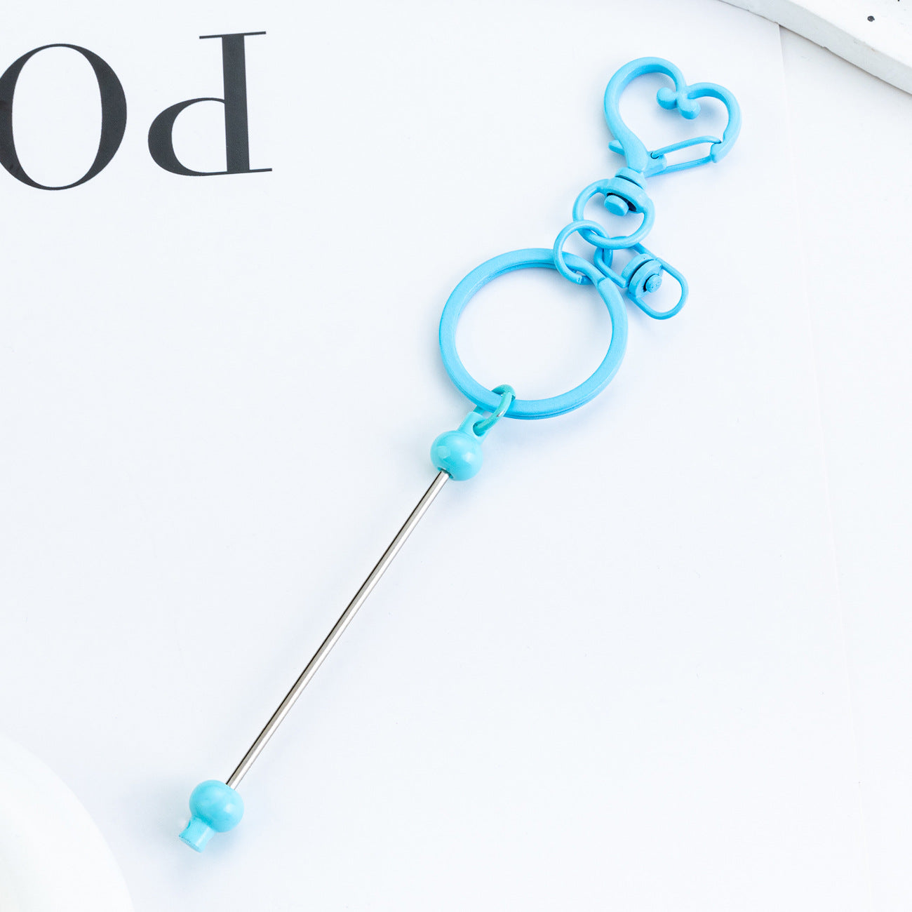 Wholesale DIY Beaded Heart Keychain Pendant Beadable Keychains