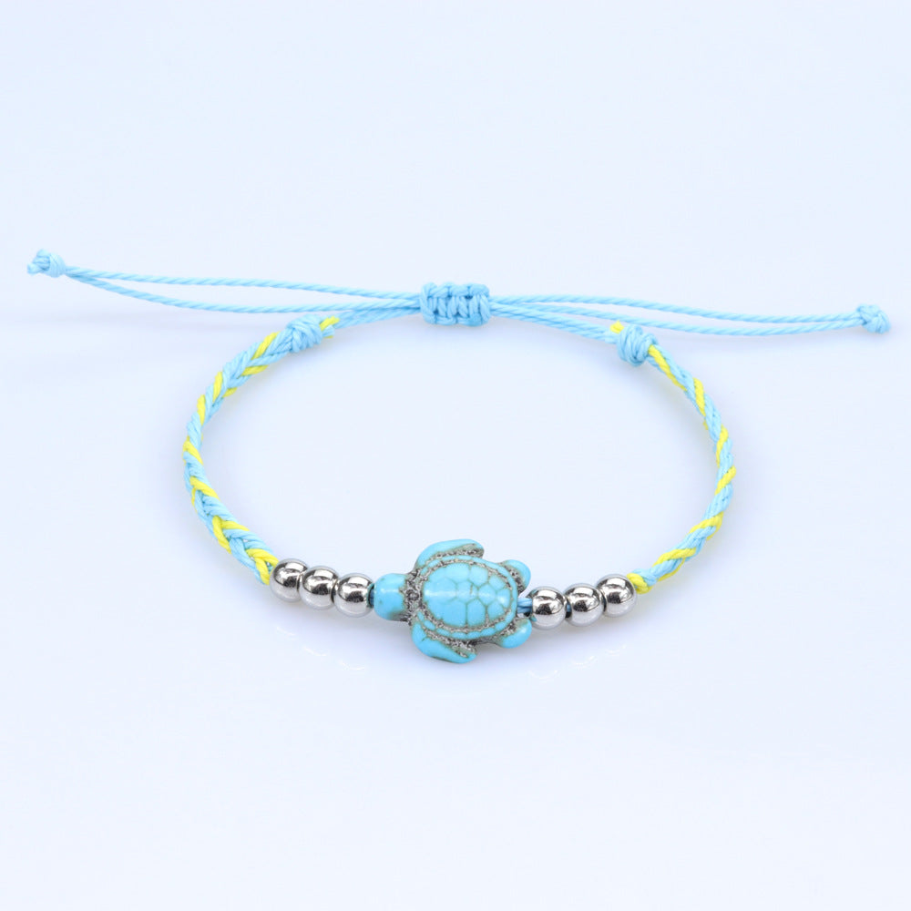 Wholesale Bohemian Ethnic Sea Turtle Steel Ball Wax Line Hand Rope Bracelet