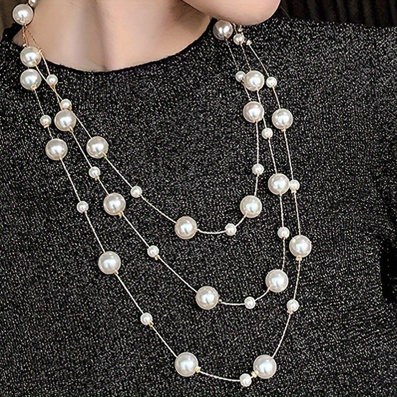 Wholesale long multi-layer pearl necklace