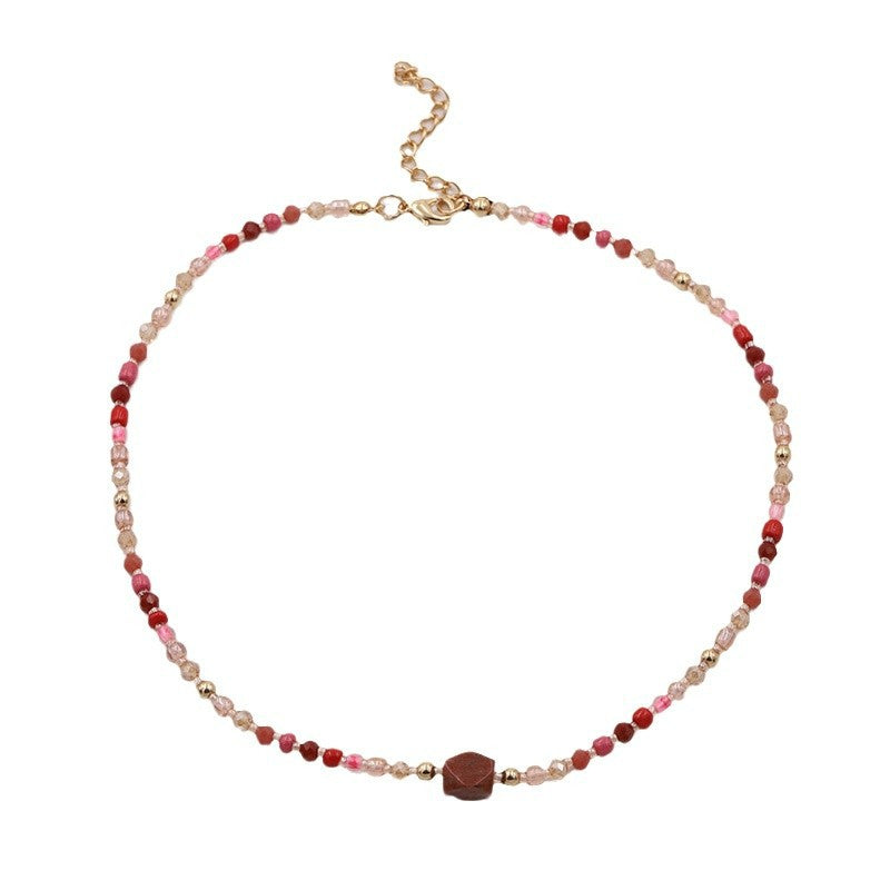 Wholesale  Natural Stone Glass Beads Handmade Beaded Necklace