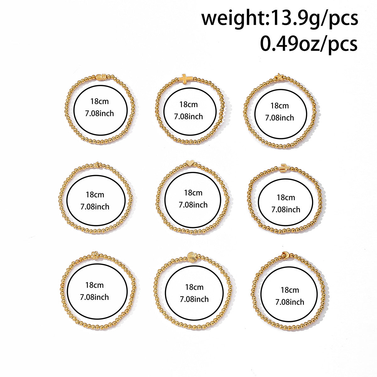 Wholesale Zinc Alloy Electroplated Beaded Cross Heart Bracelet Unisex Fashion Accessory Gift