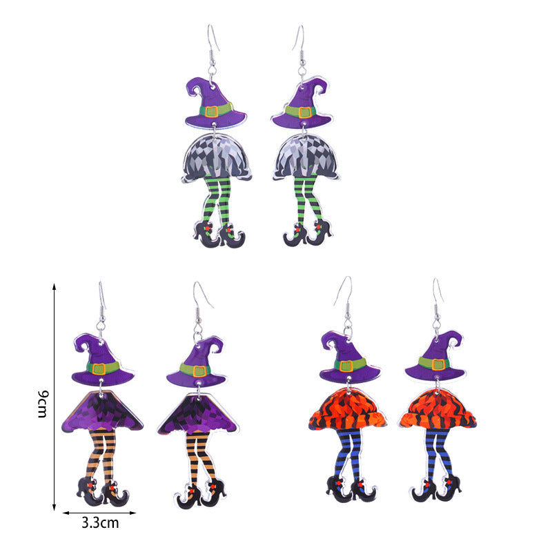Wholesale  Halloween cute funny long-legged witch pink ghost acrylic earrings