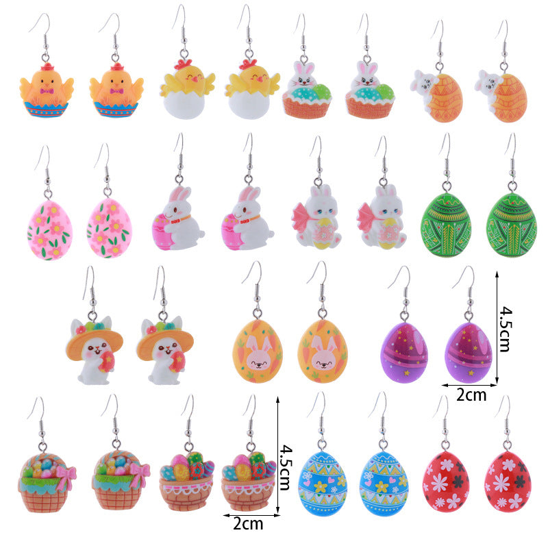 Wholesale Easter Cartoon Bunny Carrot Egg Chick Plastic Earrings