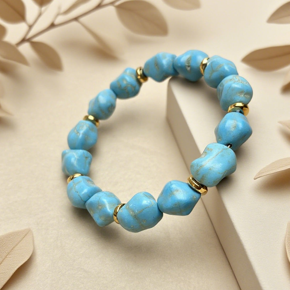 Wholesale Geometric Irregular Natural Stone and Colored Glaze Beaded Bracelet - Unisex Jewelry Accessory