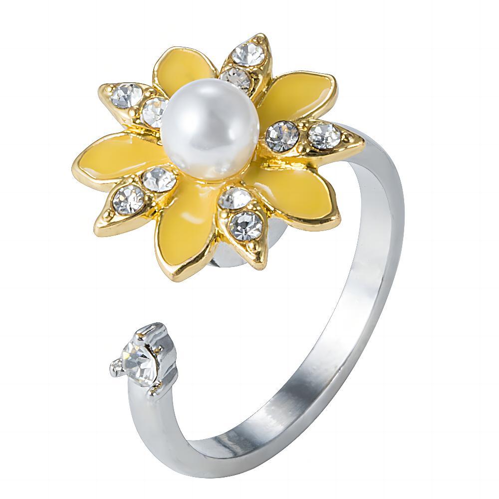 Wholesale  Oil Dropping Rotating Sunflower Flower  Ring