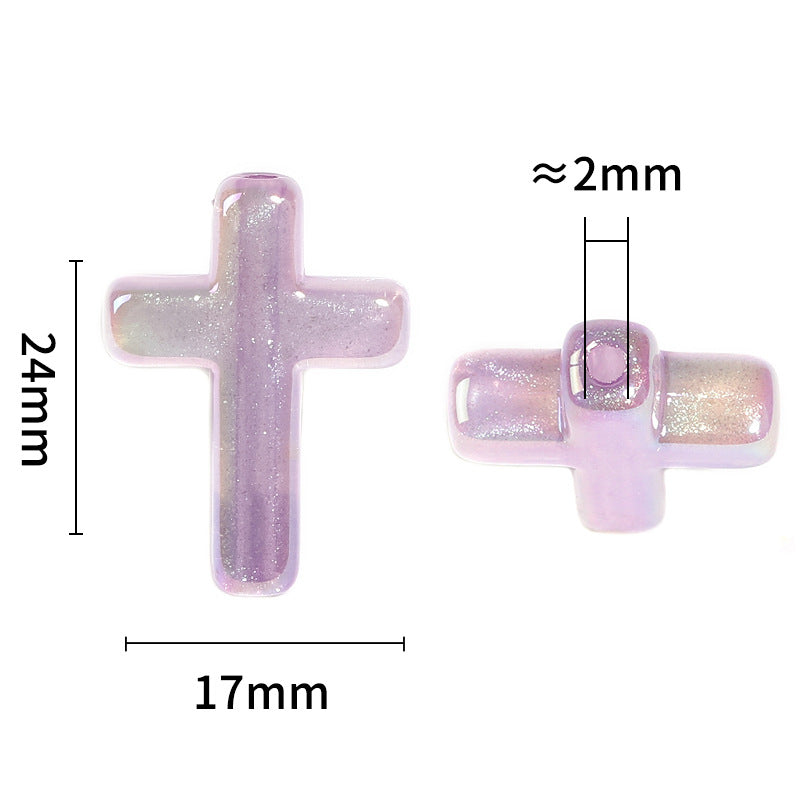 Wholesale 100pcs Acrylic Luminous Mermaid Cross Vertical Hole Beaded Diy Jewelry Accessories ACC-BDS-BLG113