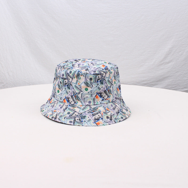 Wholesale Dollar graffiti fisherman hat double-sided foldable basin hat
