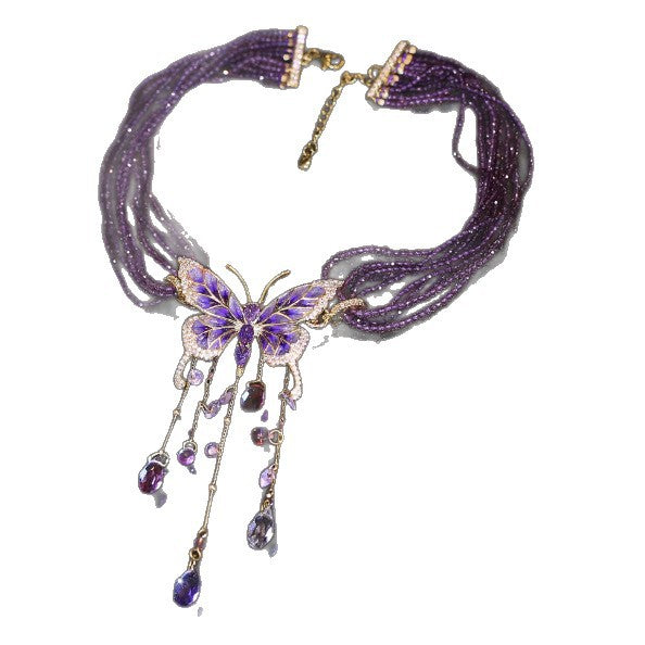 Wholesale purple butterfly  court-style choker necklace