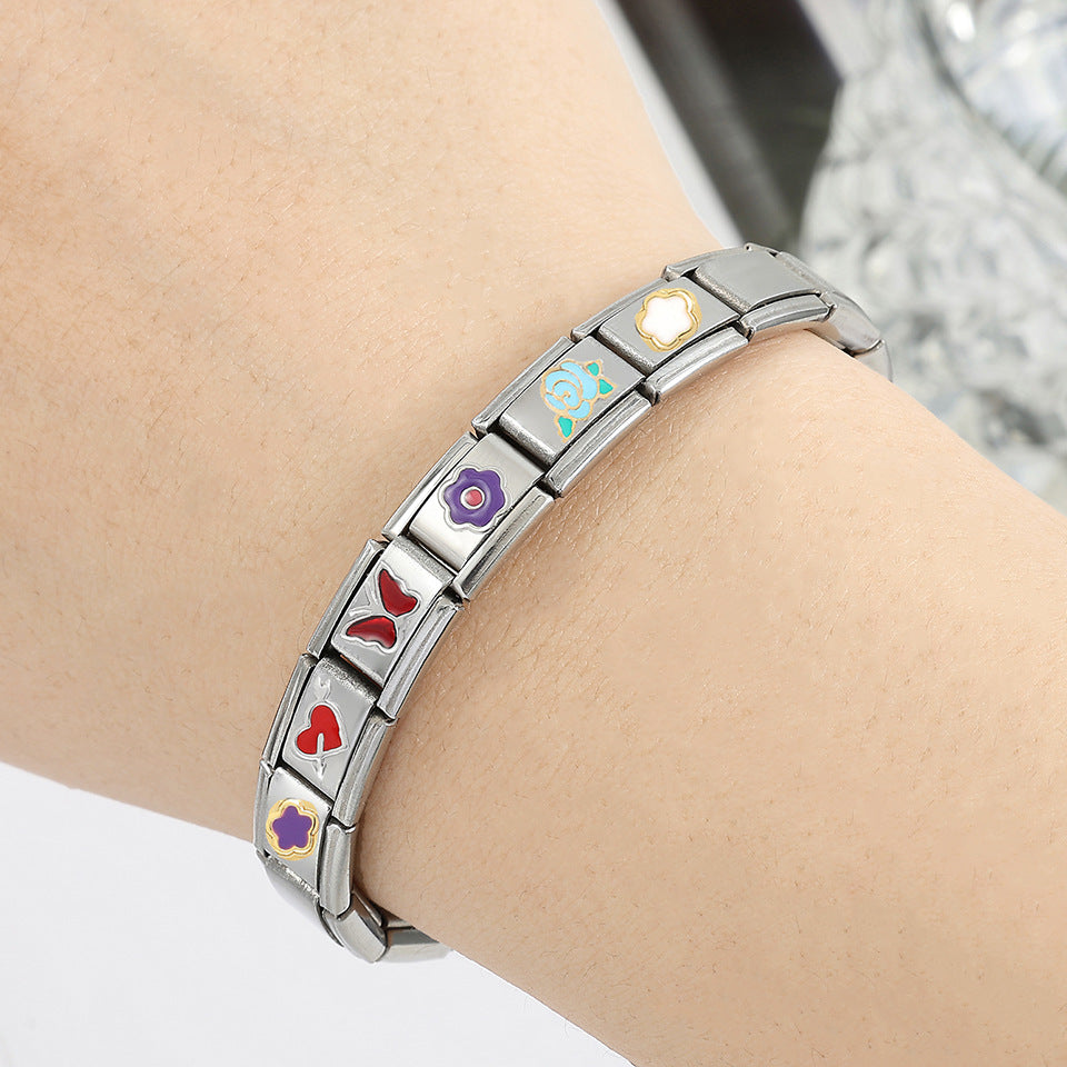 Wholesale Italian Charm Bracelet 9mm DIY Splicing Cute Creative Pattern Stainless Steel Composable Bracelet