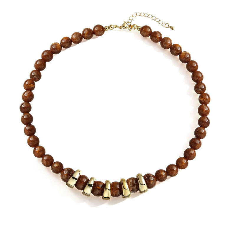 Wholesale Acrylic Round Bead Necklace For Women Trendy Collarbone Chain Handmade Jewelry Accessory For Everyday Wear